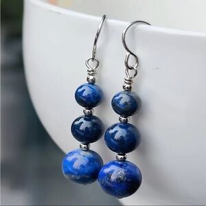 Lapis Lazuli Natural Stone Beaded Earrings
